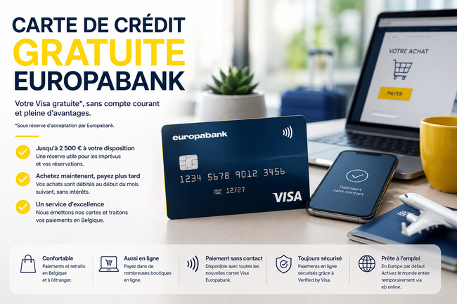 Carte de crédit gratuite Europabank : comment fonctionne cette Visa en Belgique ?